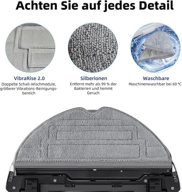 17 Stück Zubehör für Roborock S8 Pro Ultra Saugroboter mit 2 Hauptbürste 4 Wischtücher 4 Filter 6 Se