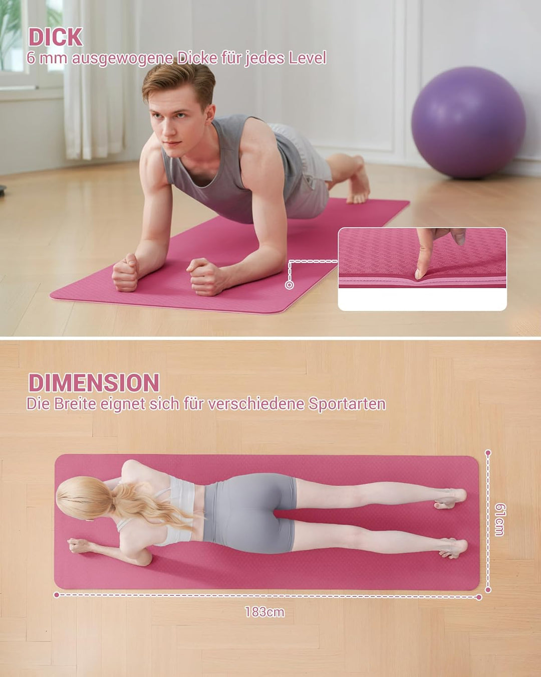 Good Nite Gymnastikmatte Yogamatte Fitnessmatte Rutschfest Trainingsmatte Sport Turn Matten Pilates