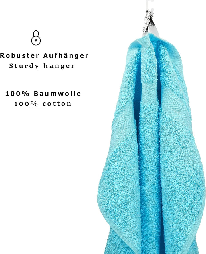 Betz 8 Stück Handtücher Set Grösse 50 x 100 cm Handtuch Premium 100% Baumwolle Farbe türkis, Türkis