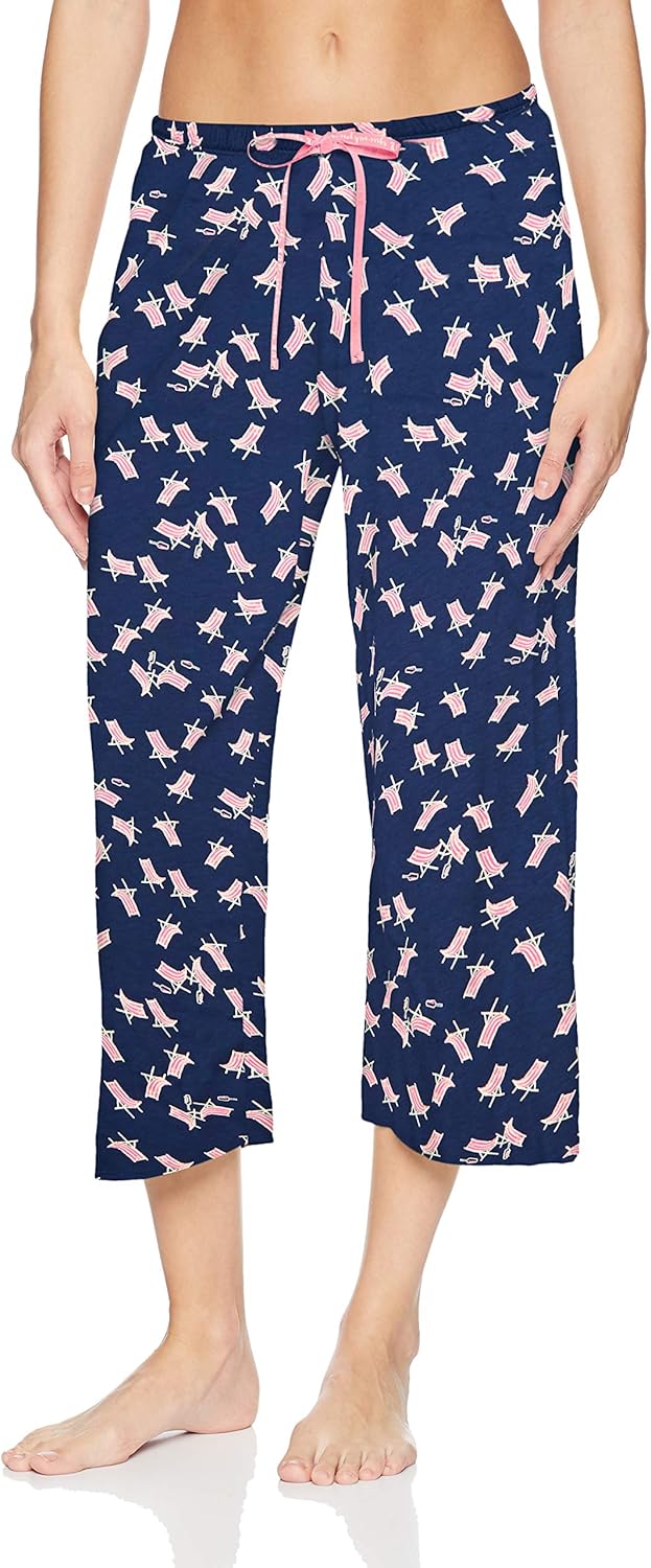HUE Damen Printed Knit Capri Pajama Sleep Pant Pyjamahose L Mittelalterlicher Strandkorb, L Mittelal