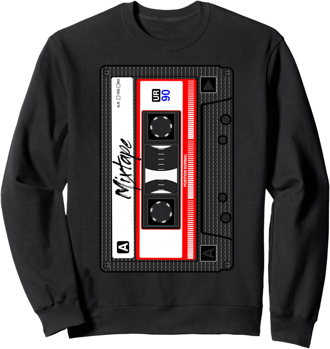 Kassette 90er Party 80er Jahre Retro Musik Mixtape Kassette Sweatshirt