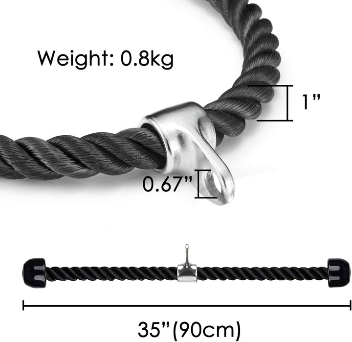 LAPONO Nylon Trizepsseil, Kraftstation Trizeps Seil Pull Down Gedrehtes Seil Trizepstau zum Herunter