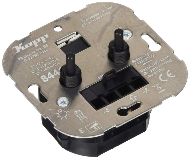 Kopp 844100188 LED-Dimmer Doppel-Dreh-Ausschalter 2 x 5-40 W Doppeldimmer Unterputz, Doppeldimmer Un