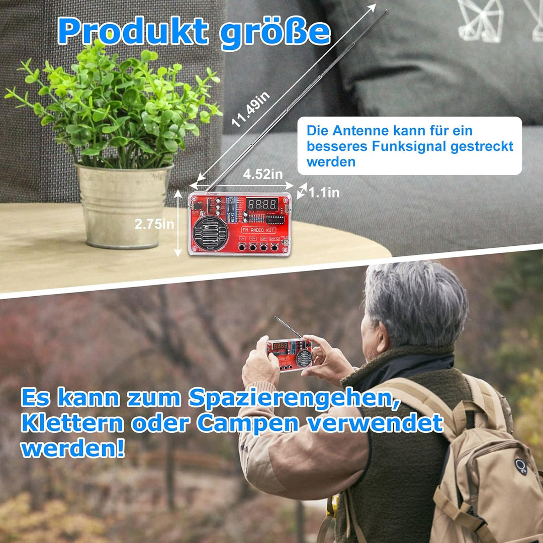 PEMENOL Löten Praxis Kit, DIY FM Radio Löt Bausatz mit USB Digital Display Elektronische Kits für St
