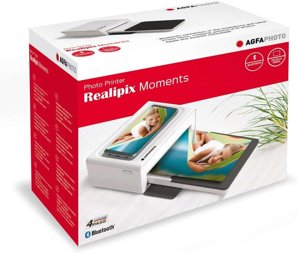 Agfaphoto Fotodrucker 10x15 cm Realipix Moments | Bluetooth Fotodrucker für Smartphone Apple Android