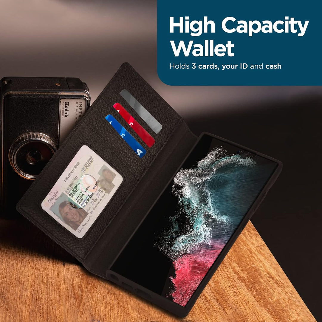 Case-Mate Wallet Echtleder Bookcase kompatibel mit Samsung Galaxy S23 Ultra Hülle Leder [3,6 m Falls