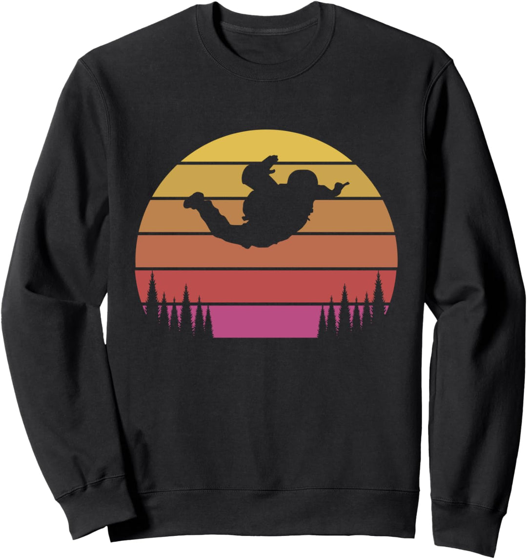 Retro Sunset Skydiver Skydive Parachute Parachuting Sweatshirt