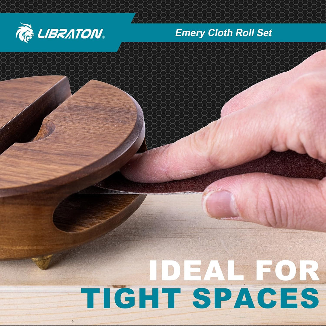 Libraton Schleifpapier Rollen, Schmirgeltuchrolle, 5 Rollen Schleifpapier mit Box, Körnung 150, 240,