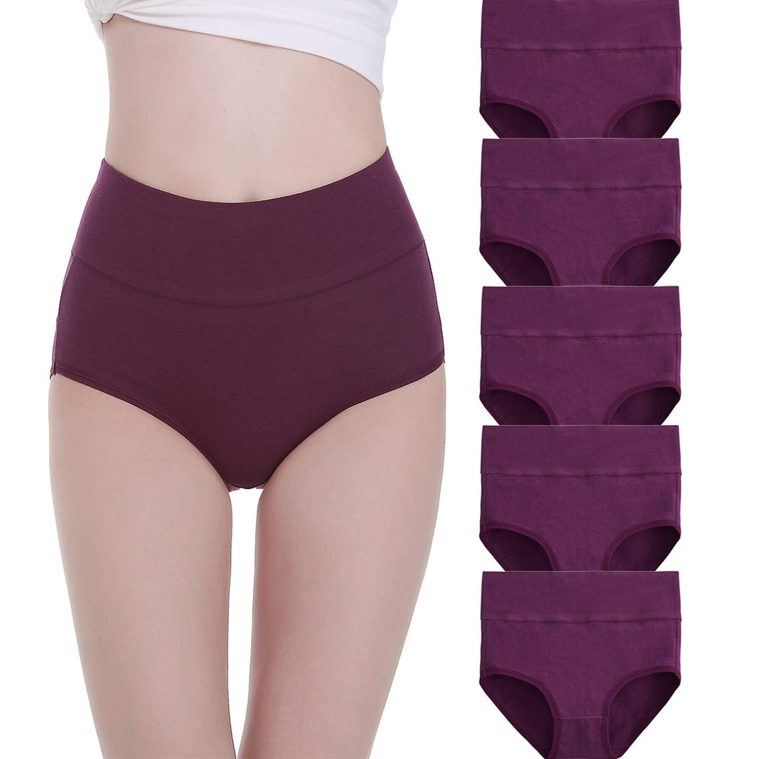 FALARY Unterhosen Damen Baumwolle Hohe Taille 5er Pack Stretch Atmungsaktiv Panties Weich Frauen Unt