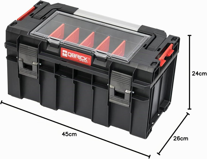 Qbrick System Werkzeugkoffer Werkzeugkasten Leer Werkzeugkiste PRO 500 Expert Schwarz Rot 450 x 260