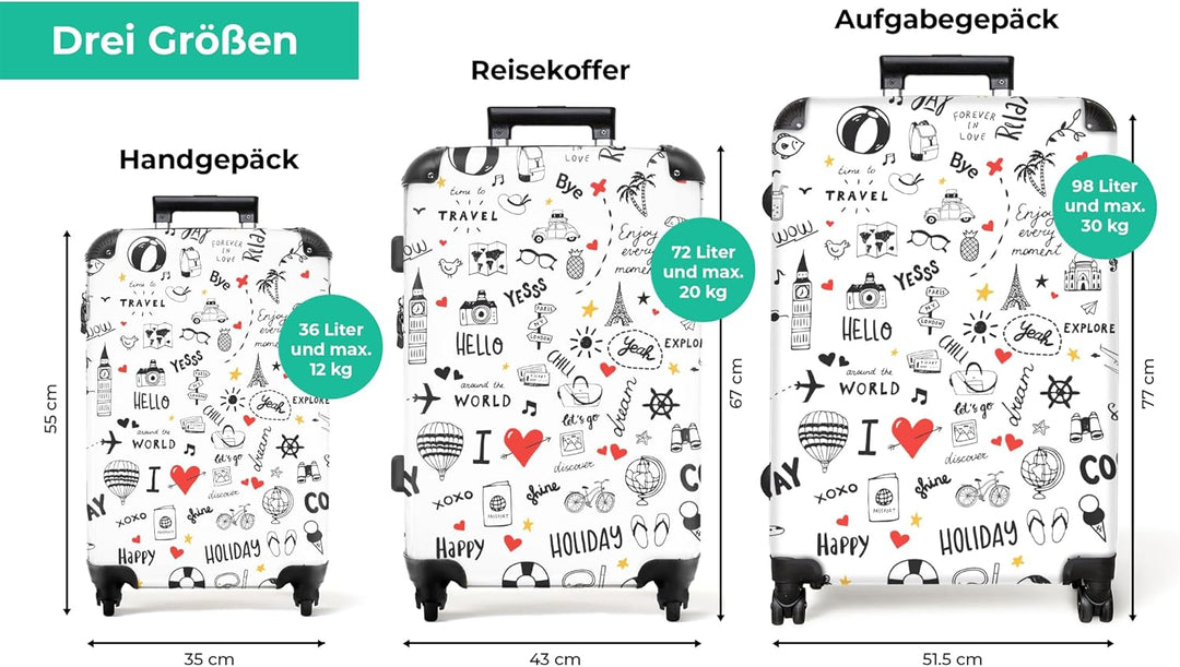 Koffer XL Gross 77x51.5x28 cm Reisekoffer mit Rollen Leicht Trolley grosser Hartschalenkoffer Rollko