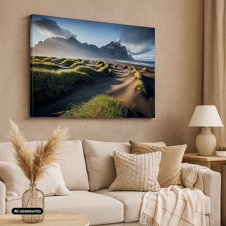 Bilder auf Leinwand 100x70cm Leinwandbild mit Rahmen Vulkan Natur Gross Wanddeko Bild Schlafzimmer K