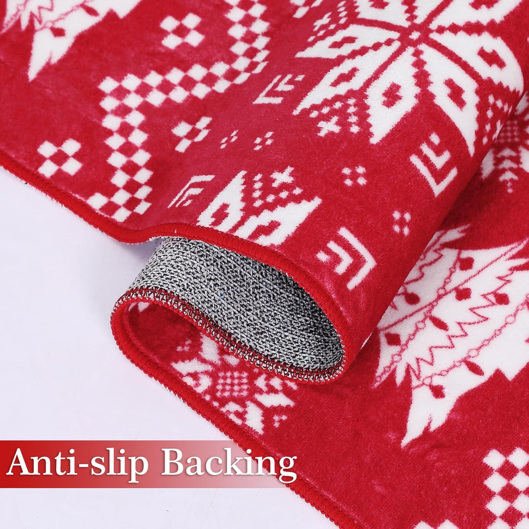 CAROMIO Maschinenwaschbarer runder Weihnachtsteppich für Schlafzimmer, Innenbereich, Überwurf, Weihn