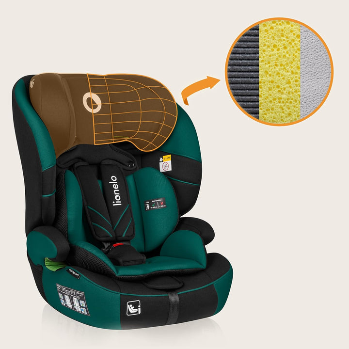 LIONELO LEVI ONE I-SIZE 76-150 cm Kinderautositz, Gruppe 1 2 3, Seitenschutz, 10 Grad Kopfstützenver
