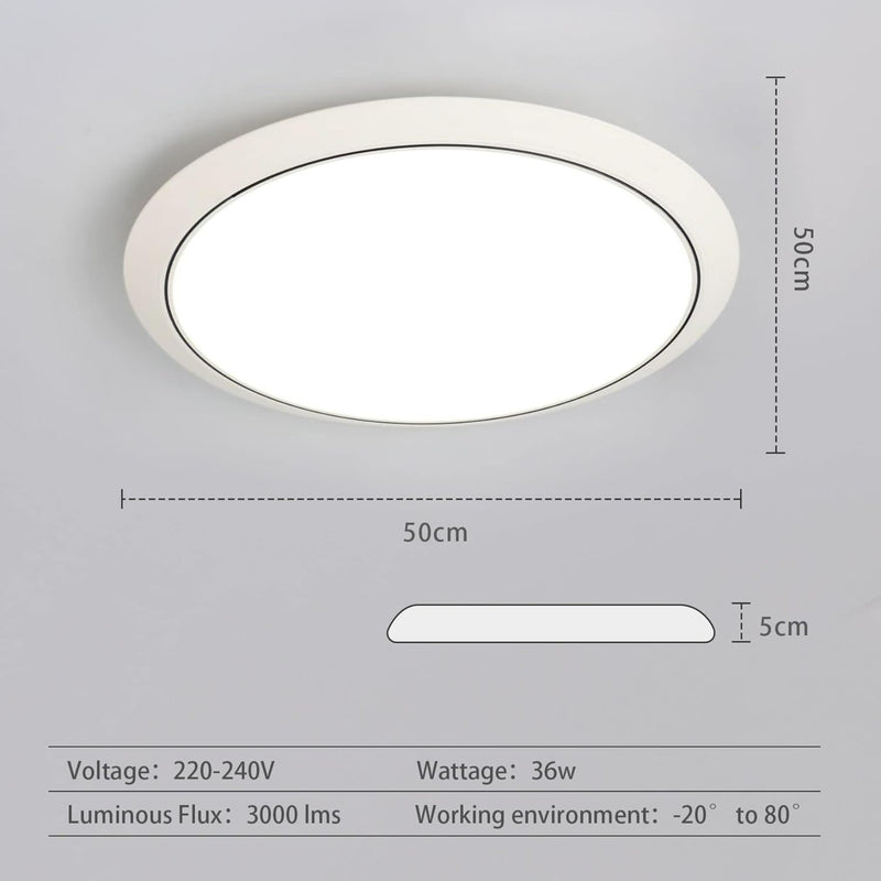 JDONG LED Deckenleuchte 36W Deckenlampe 4000K Neutralweiss Bürolampe Moderne Rund IP44 lamp für Bad