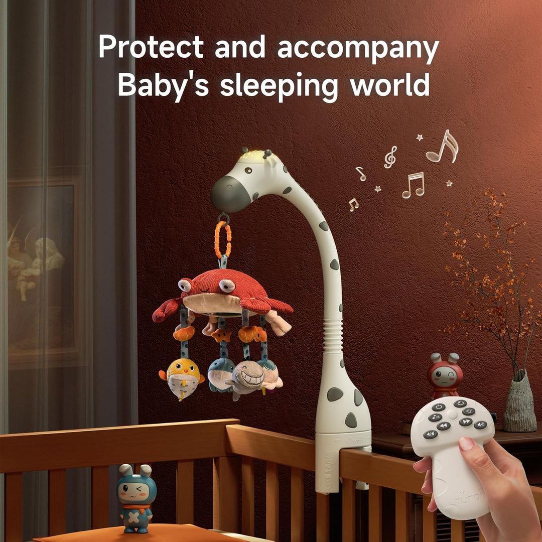 TUMAMA Baby Musikalische Krippe Mobile mit Projektor Spiegel Weiche Hängende Spielzeug Schlaflieder