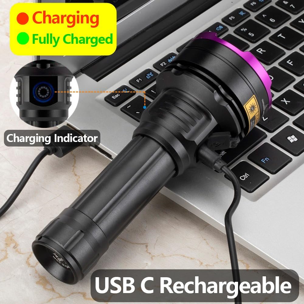 Alonefire SV83 20W 365nm UV Taschenlampe USB Aufladbar Schwarzlicht Haustierurin Detektor Geld-Detek