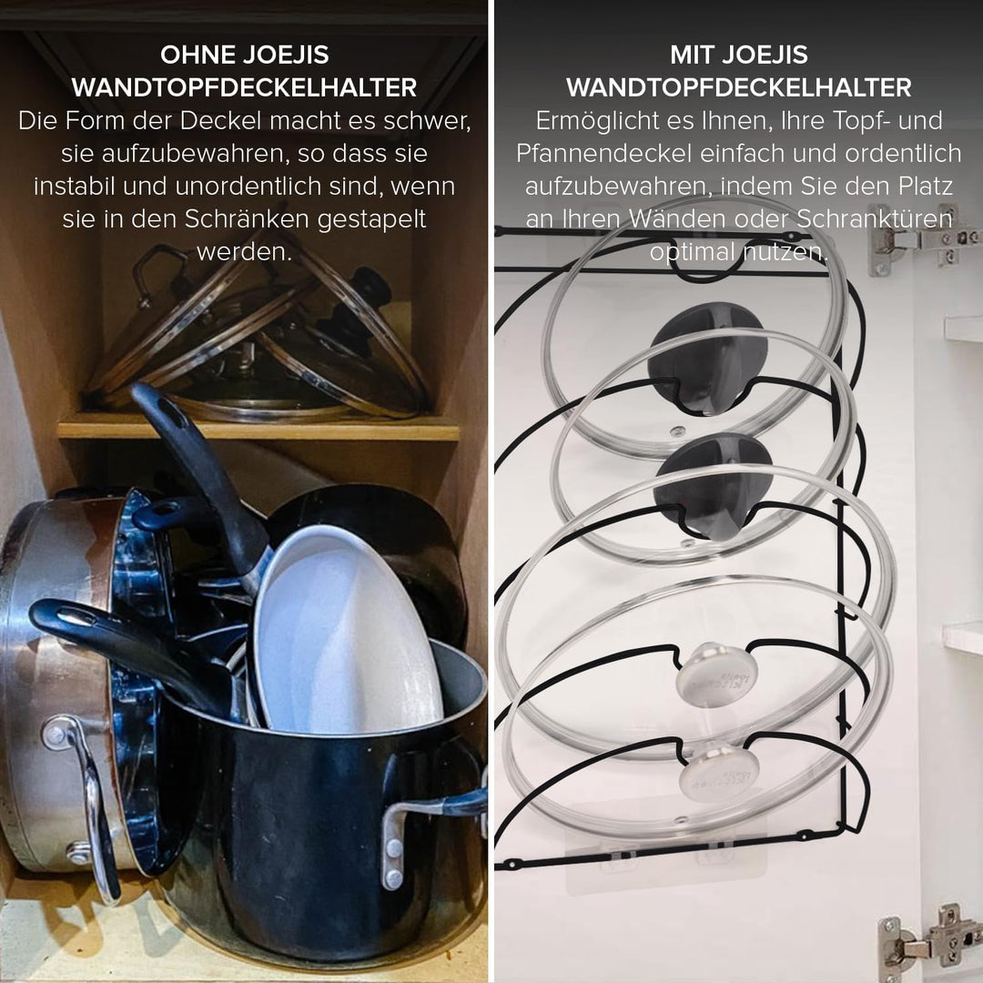 Joejis Topfdeckelhalter - Wandmontage oder Schranktür - Deckelhalter für Pfannendeckel - 2 in 1 Selb
