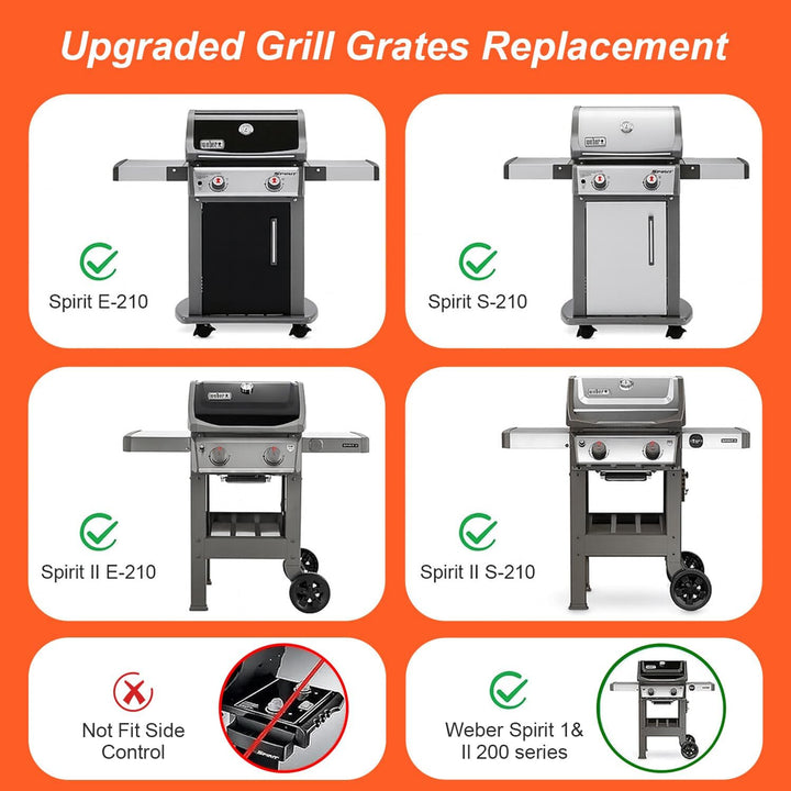 QuliMetal 7637 44,5 cm Gusseisen-Grillplatte und Grillrost als Ersatzteil für Weber Spirit E210 E220