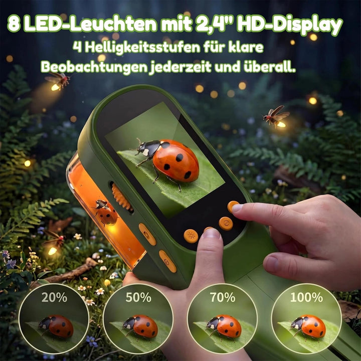 3-in-1 Insektenfänger für Kinder, Mikroskop für Kinder mit 2,4-Zoll-IPS-Display, 500X Vergrösserung
