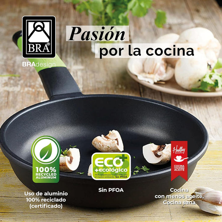 BRA PRIOR - 30 cm Bratpfanne, Aluminiumguss mit Teflon Classic Antihaft, geeignet für alle Küchentyp