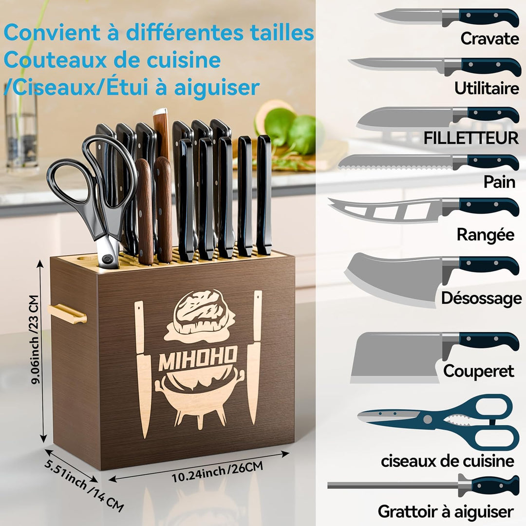 Universal-Messerblock aus Holz mit Schlitzen, Messerhalter/Messer-Organizer aus Holz, einzigartige M