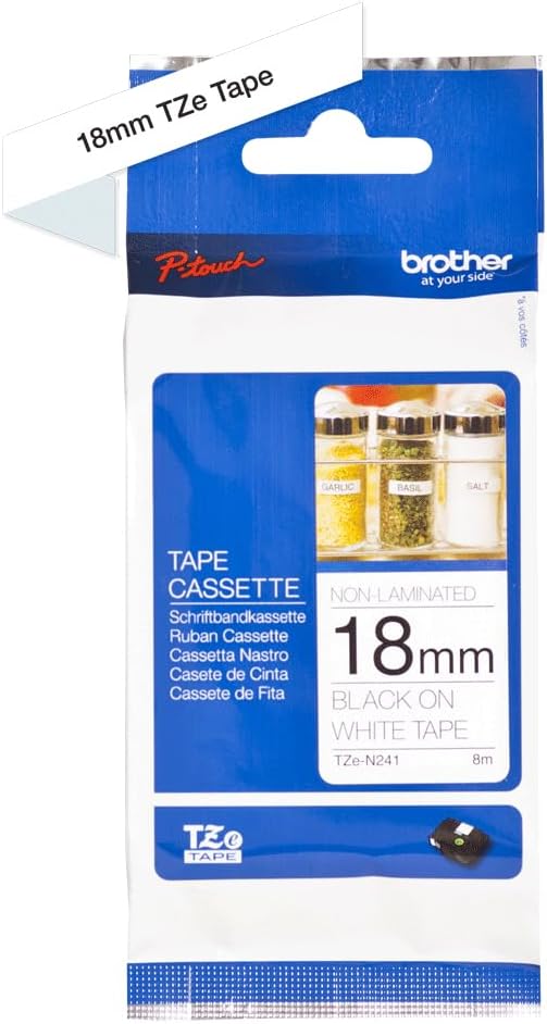 Brother Original P-touch Schriftband TZe-N241 18 mm, schwarz auf weiss (kompatibel u.a. mit Brother