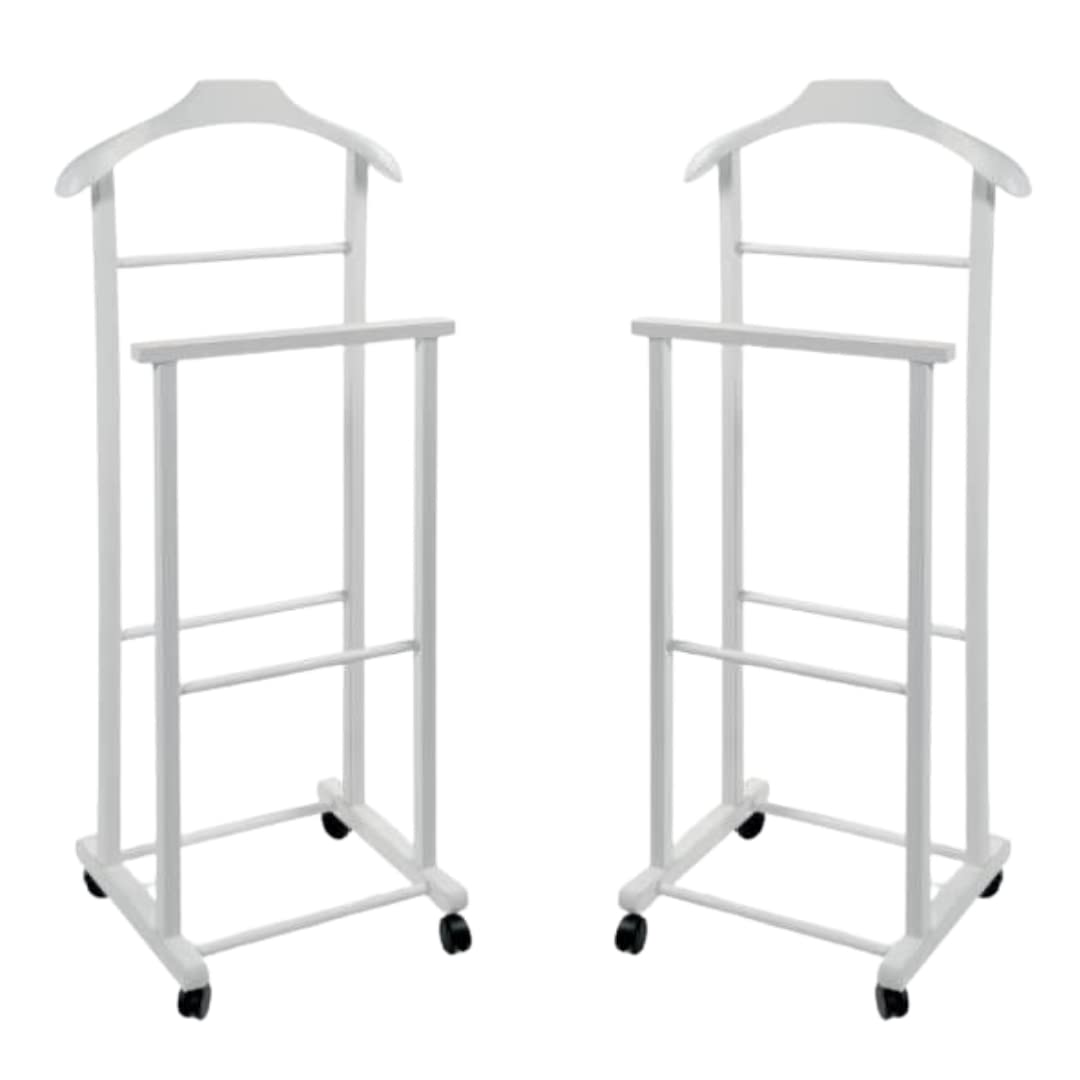 Mottinox 2 Kleiderständer für Schlafzimmer, weiss, stummer Diener mit 4 Rollen