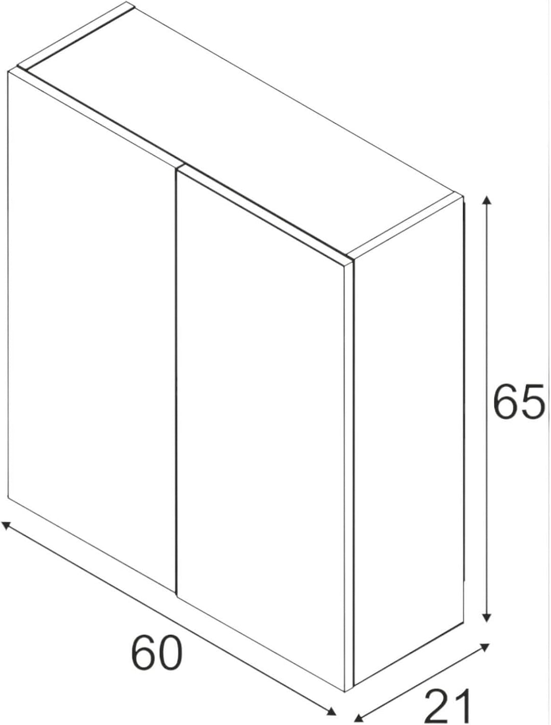 Dmora - Badezimmer-Hängeschrank Lafayette, Säulenschrank für Badezimmer, Hängendes Schliessfach, Glä