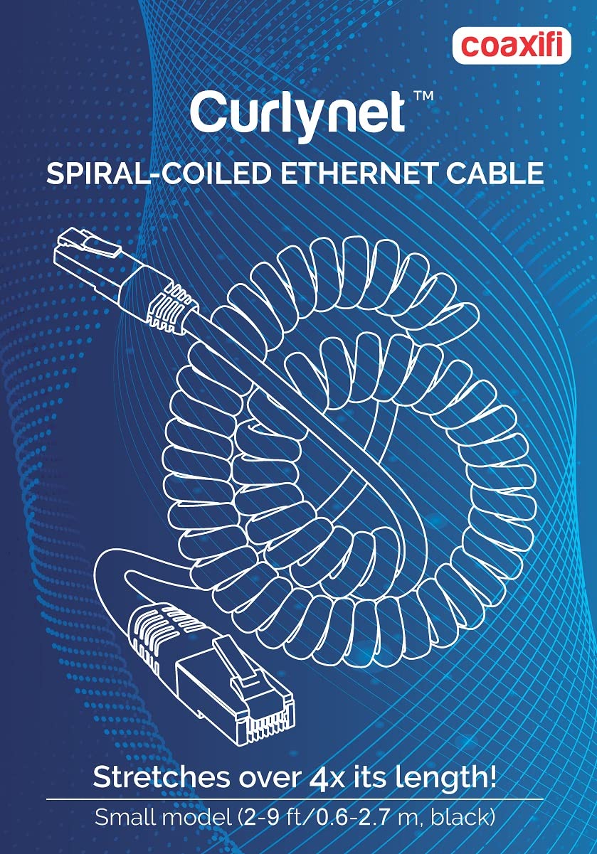 Curlynet Cat5e-Ethernet-Kabel, spiralgewickelt, 24 AWG, 1,2 - 4 m 1,2 - 4,5 m