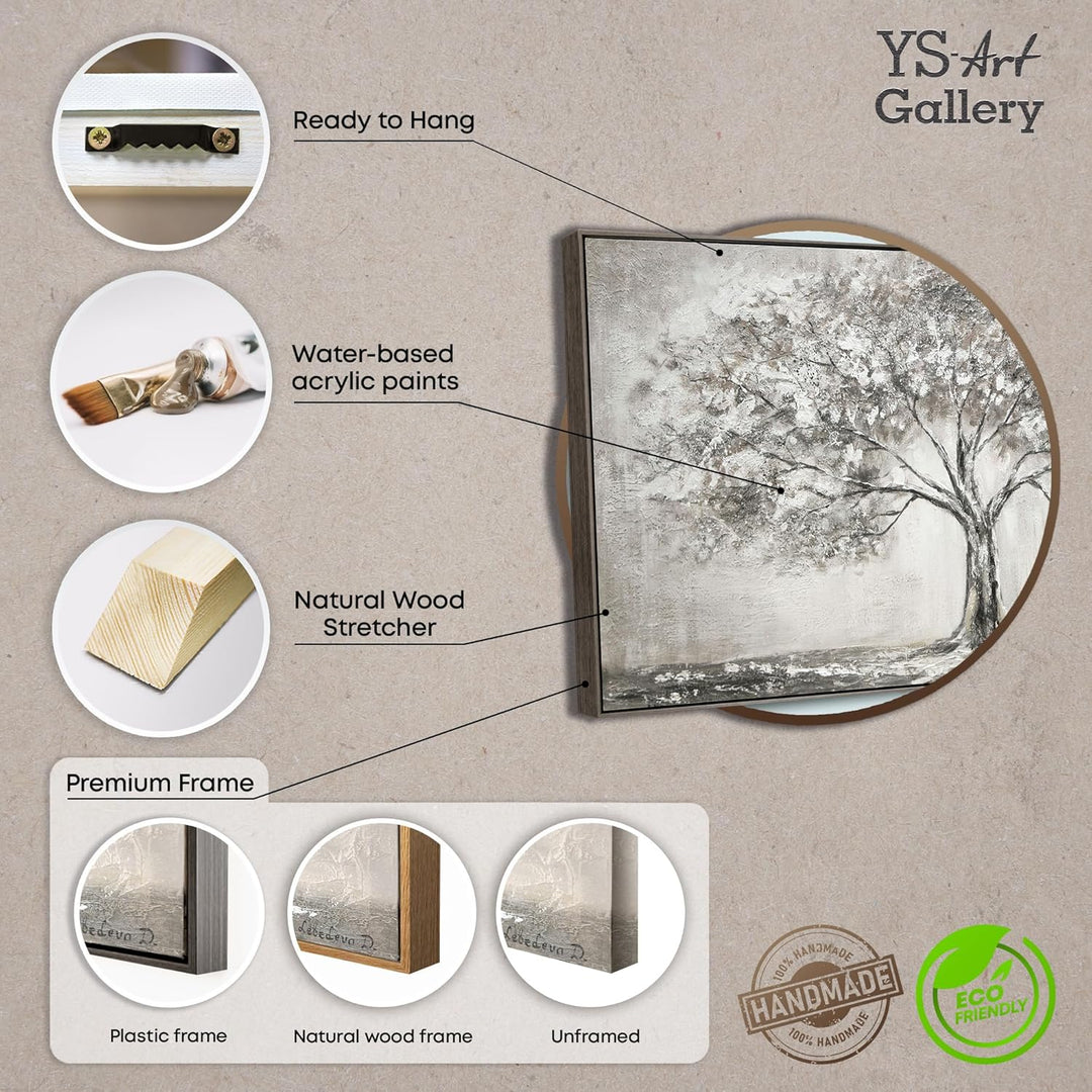 YS-Art Acryl Gemälde auf Leinwand handgemalt Lebensbaum Abstrakte Kunst Bilder Wohnzimmer Wandbilder