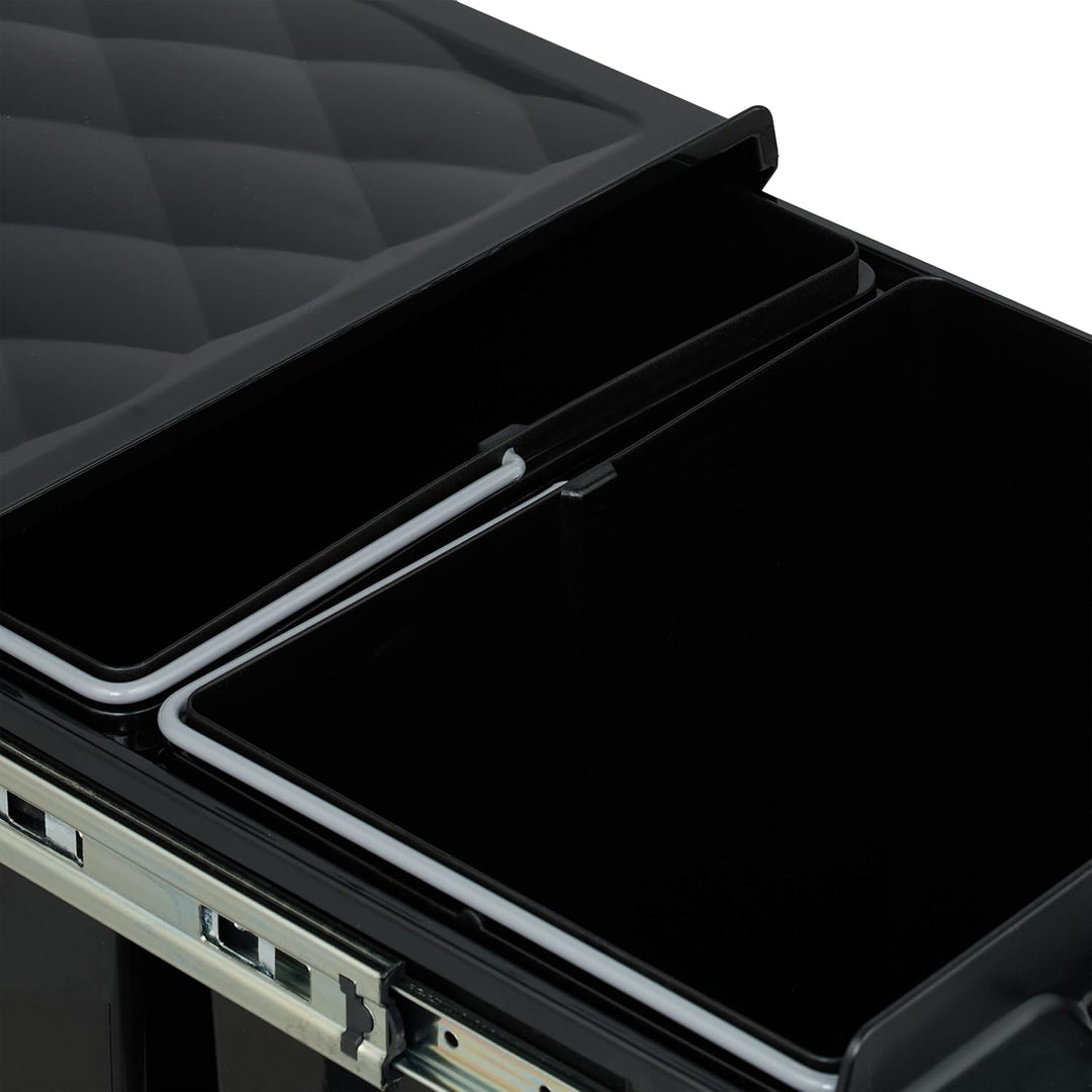 Relaxdays Einbaumülleimer, 2 Fächer, 2X 20 l, HxBxT: 41,3 x 34 x 51,8 cm, ausziehbar, Müllsystem Unt