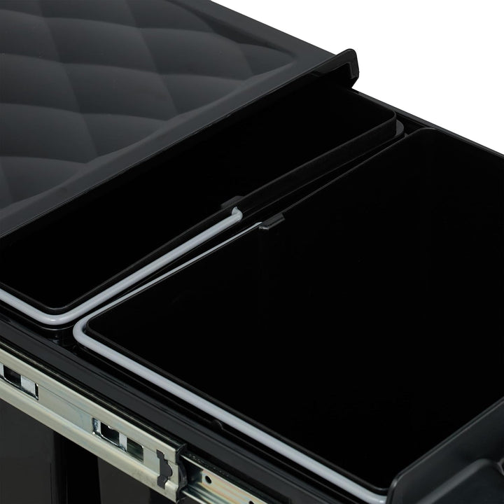 Relaxdays Einbaumülleimer, 2 Fächer, 2X 20 l, HxBxT: 41,3 x 34 x 51,8 cm, ausziehbar, Müllsystem Unt