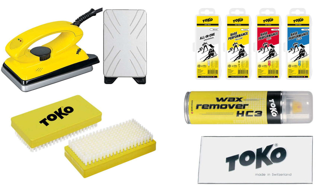 Toko Skiwachs-Set 8-teilig mit Wachsbügeleisen - für Alpin + Nordic + Board - Skiwax