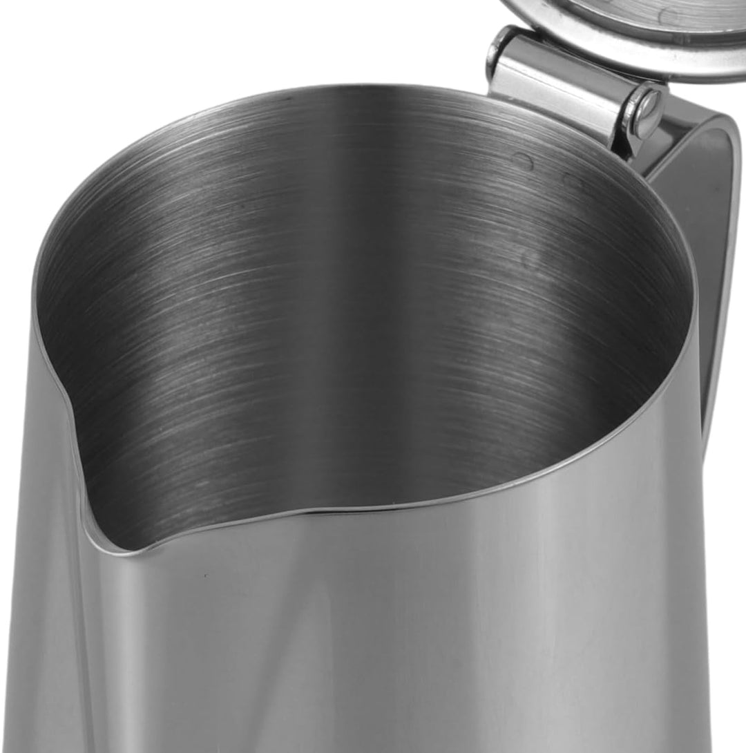BESTonZON Milchkännchen Edelstahl Sahnekännchen mit Deckel 350 ML Aufschäumen Milch Kaffee Mokka Cap