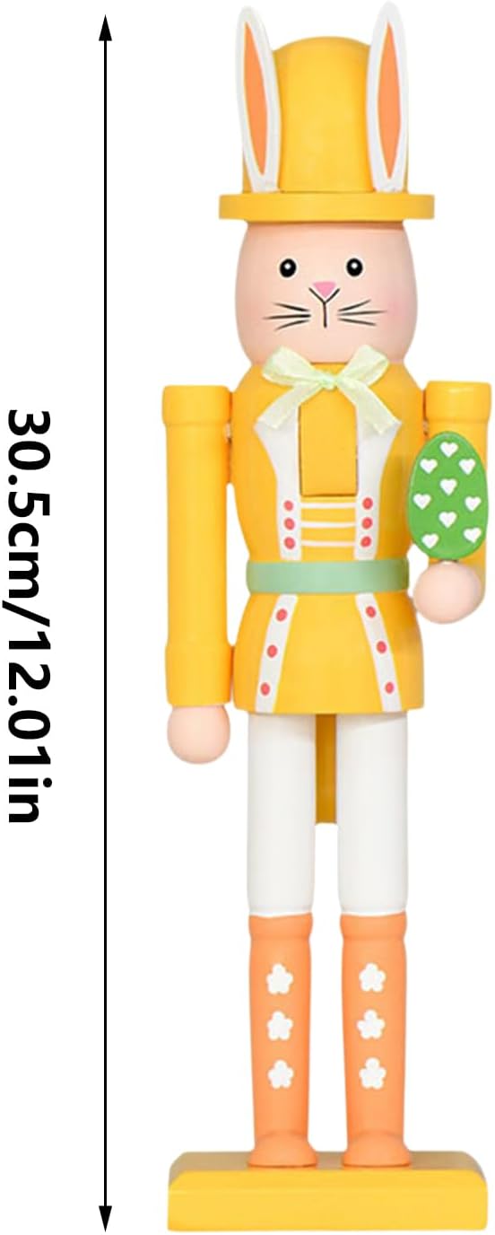 Generisch 2 Stück Osterhasen Nussknackern, 12 Zoll Dekorative Nussknacker Figuren, Osterhasen Holznu