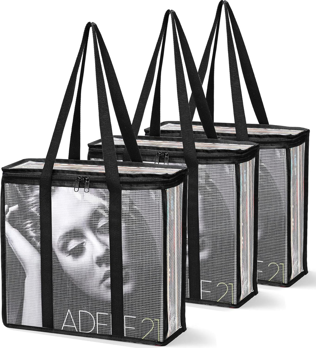 Facmogu LP Vinyl Record Storage Bag (3 Pack), Clear Record Storage Cases für ca. 110 Alben Lagerung