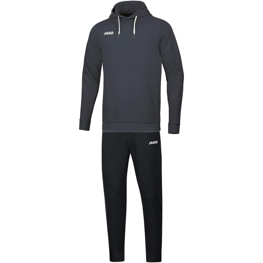 Jako Kinder Jogginganzug Base mit Kapuzensweat, hellgrau meliert, 164, M9465, Anthrazit