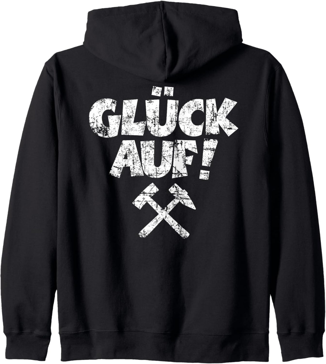 Glück Auf (Vintage Weiss) Schlägel und Eisen Erzgebirge Kapuzenjacke