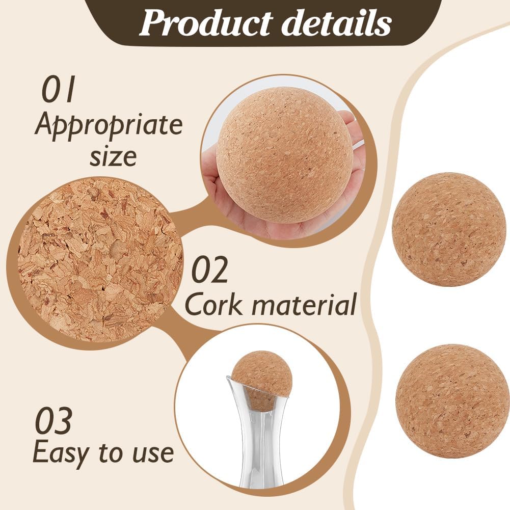 OLYCRAFT 4 Stück 7 cm Weinkorkenkugel Holzkorkenkugel Stopper Für Weindekanter Karaffe Flasche Ersat