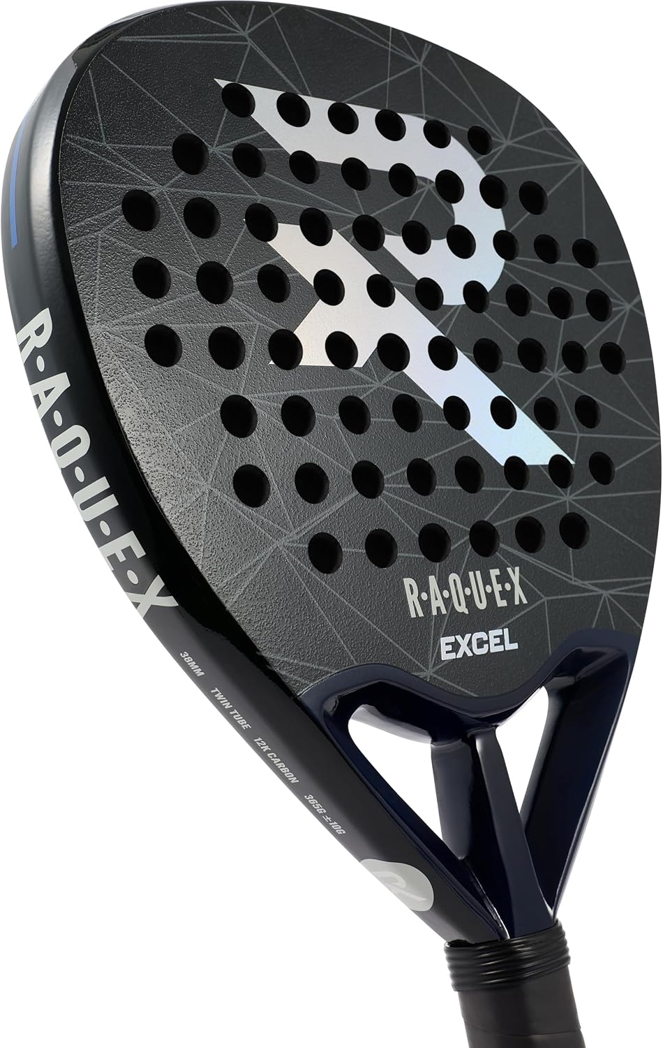 Raquex Excel Padelschläger – für fortgeschrittene Anfänger/Fortgeschrittene – 12K-Carbonrahmen, reak