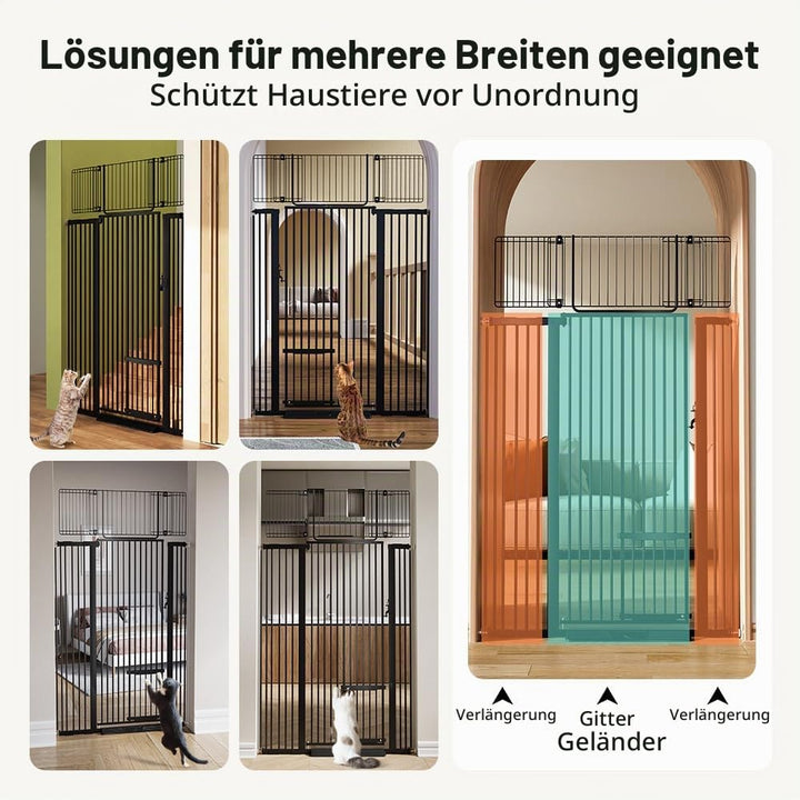 COMOMY 180 cm Extra Hoch Türgitter Katze/Hund, 75-110 cm Extra Breit Türschutzgitter mit Verstellbar