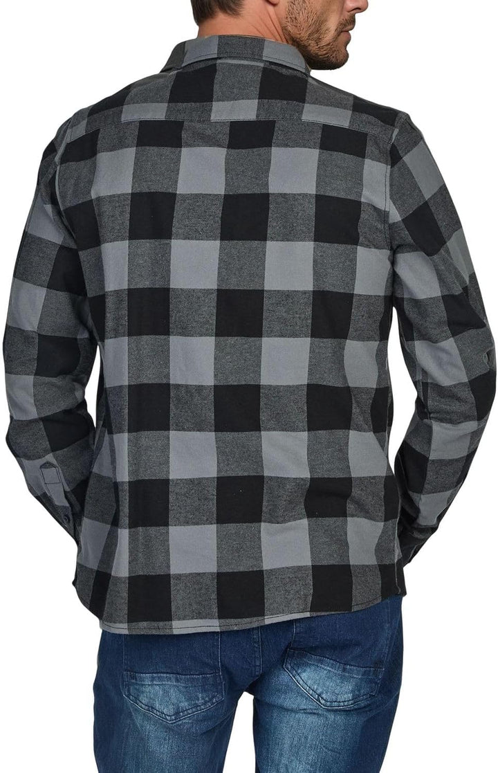 riverso Flanellhemd Herren Langarm Kariert Regular Fit RIVArne Hemd Holzfällerhemd Karohemd 100% Bau