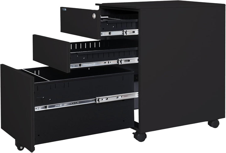 Makika Rollcontainer abschliessbar mit Schubladen 39x50x60 cm - mit 5 Rollen und Hängeregistratur -