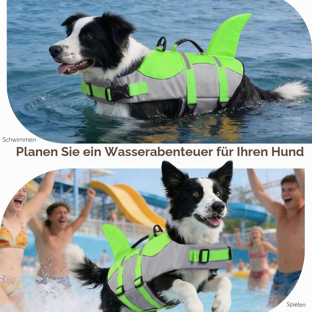 CITÉTOILE Schwimmweste Hunde Hai, Leicht und Sicher für Wassersport, hundeschwimmweste mit Griff und