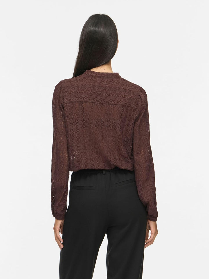 Vila Female Hemd VICHIKKA Spitzen | Shirt S Coffee Bean, S Coffee Bean