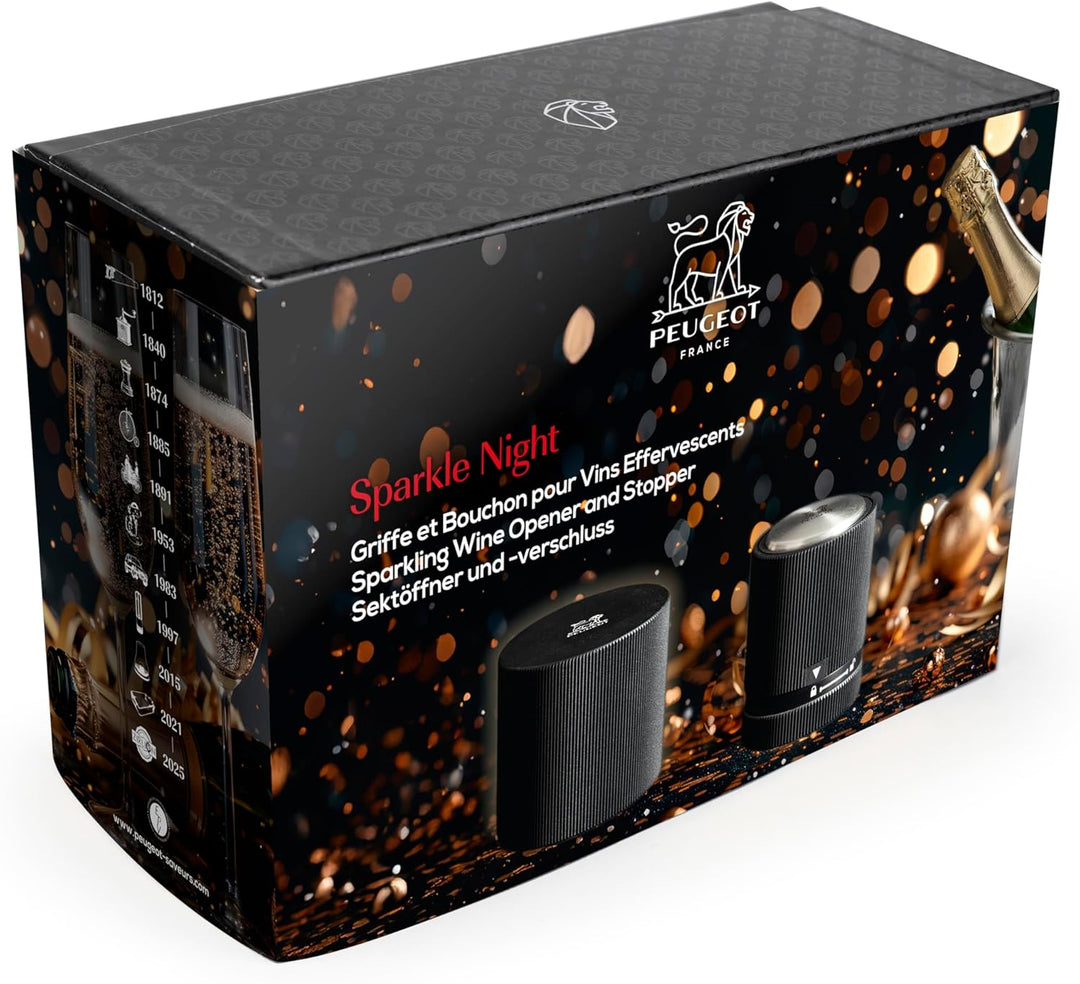 PEUGEOT - Geschenkset: Wein- und Champagnerverschluss, matt schwarz