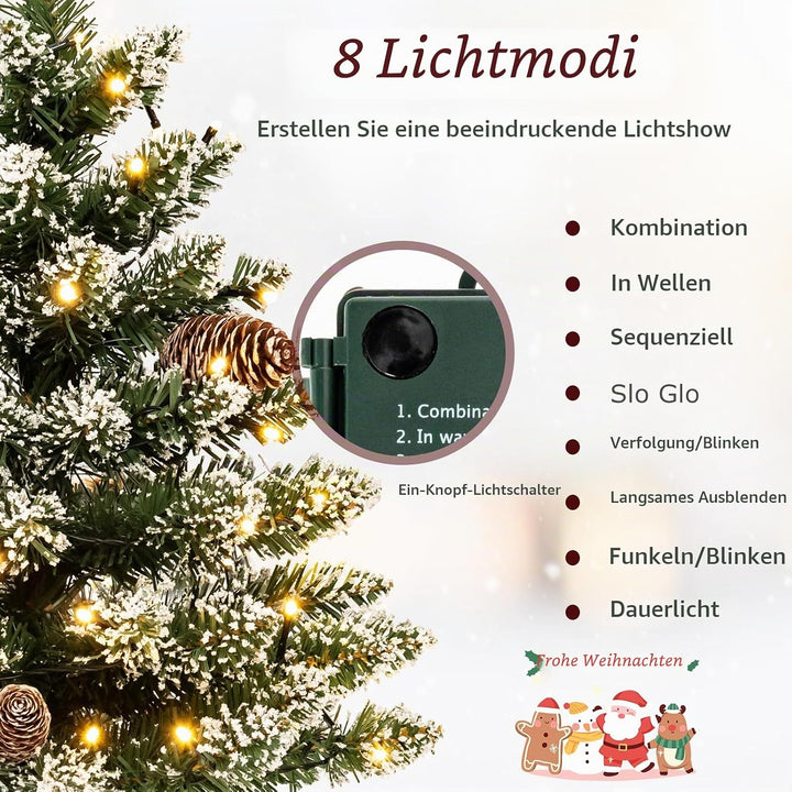 KOMFOTTEU 64 cm künstlicher Weihnachtsbaum Mini, Tisch Christbaum mit 8 Tannenzapfen &amp; 75 Zweigspitz