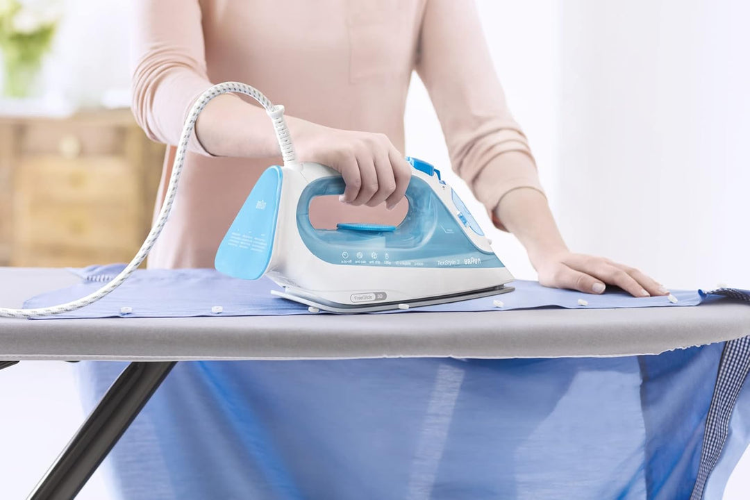 Braun TexStyle Dampfbügeleisen, Zwei-Wege-Bügelsohle, 3D SuperCeramic, 170 gr/min blau