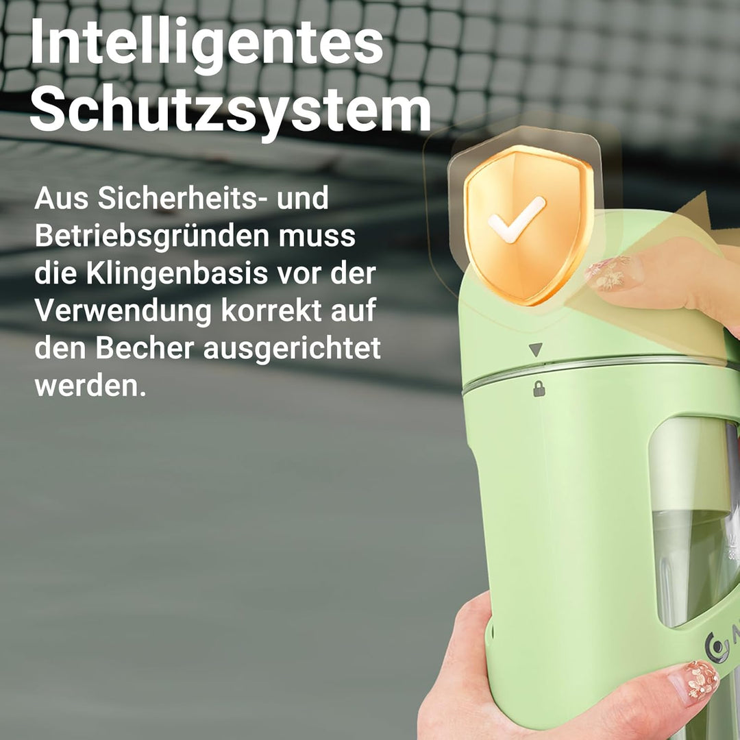 AMZCHEF Vakuum Smoothie Maker, Tragbarer Mixer für Milchshake, Saft, Smoothie - 380ml Vakuum Antioxi